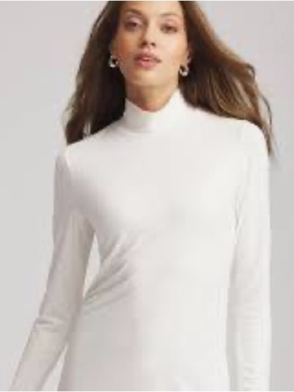 Jones Sport Classic White Mock Neck Long Sleeve Top-EUC